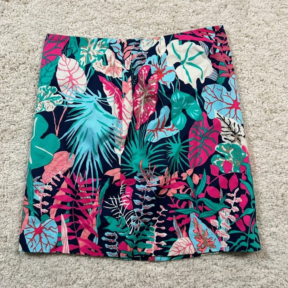 Talbots Skirt 8P Petites Pink Tropical Floral Print Cotton Blend Mini Skirt New